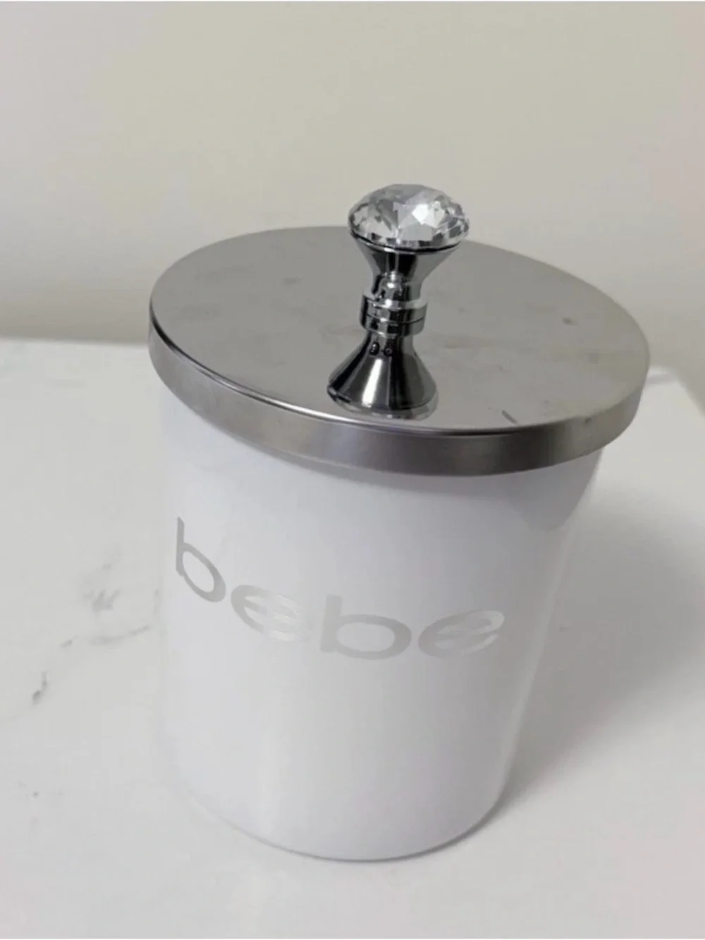 bebe White & Silver Bath Jar with Metallic Lid